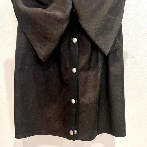 LANVIN Black Cotton Denim Bow-Back Snap Dress US 4 - Picture 9 of 10
